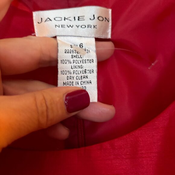 NWOT Vintage Jackie Jon New York Red Faux Raw Silk Blazer Set. Size 6 - Picture 7 of 8